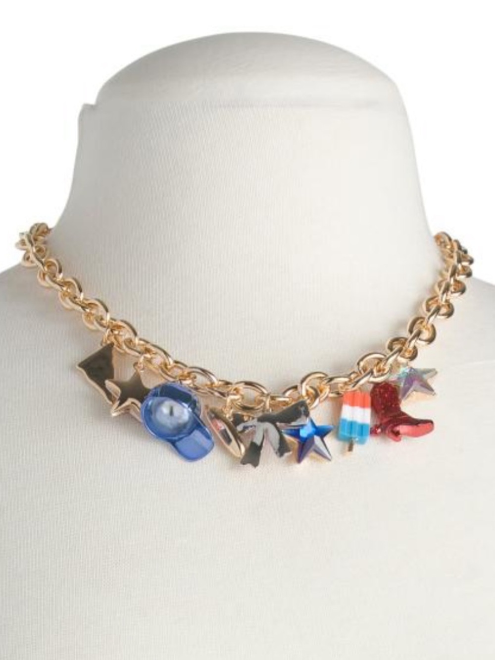 BETSEY JOHNSON Americana Patriotic Pride Red, White & Blue Charm Necklace NWT